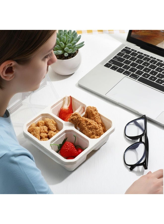 Arabest 12 PCS 4 Compartment Snack Containers, Lunchable Snack Containers Reusable Divided Lunch Food Container Snacks Container for Adults for Travel Work Gifts, Microwave and Dishwasher Safe - Image 4